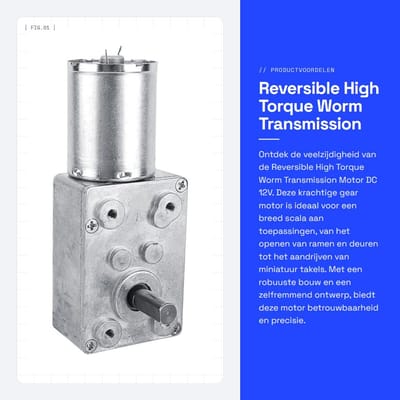 Dailygoods - Reversible High Torque Worm Transmission Motor DC 12V - 62RPM Gear Motor