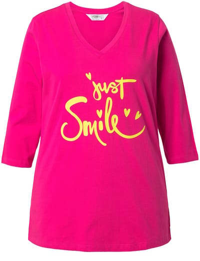 Angel of Style - Dames - T-shirt comfortabele pasvorm opschrift - Hibiscusrood - Maat 42