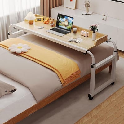 Opvouwbare Bedtafel - Verstelbaar Bureau Leestafel - Eten en Werken - In Hoogte en Breedte Verstelbaar - 115 cm Breed