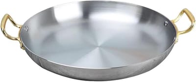 Paella Pan - Paellera Kookpan - Authentiek Koken - Roestvrij Staal - 36cm - Zilver