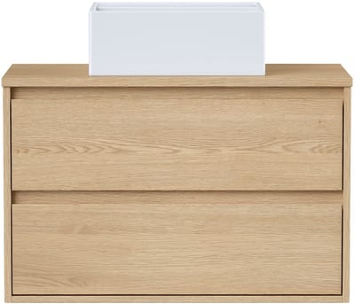 Vente-unique Hangmeubel voor badkamer met wastafel om erop te plaatsen - Eikenfineer - 80 cm - MILIPAM