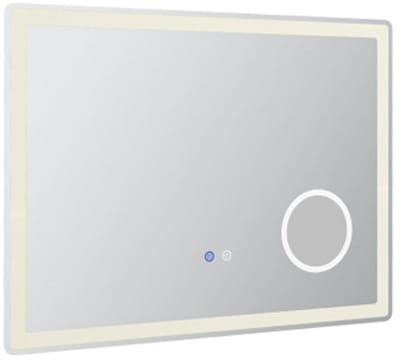 Badkamerspiegel, verstelbare helderheid, kleedkamer spiegel, kap- en kledingspiegel, spiegel met vergrotende spiegel, geschikt voor woonkamer, kleedkamer en badkamer, 80 x 60 x 3,8 cm, zilver, metaal.