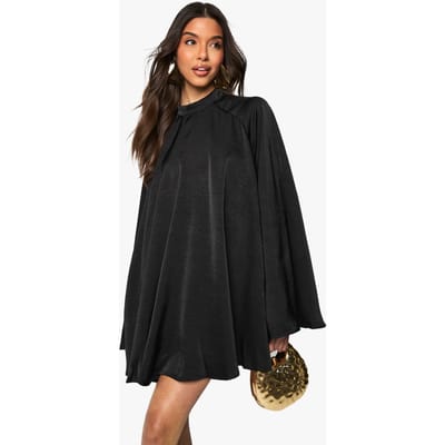 boohoo Dames Textured Satin Open Back Swing Playsuit | Zwart | Maat: 42