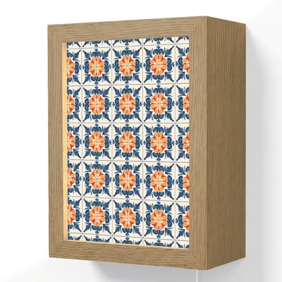 Wandlamp 15x20 cm - Oplaadbaar - Traditioneel - Tegel - Oranje - Wandlampen binnen woonkamer - Slaapkamer lamp met kabel - Decoratieve nachtlamp - Vloerlamp snoer