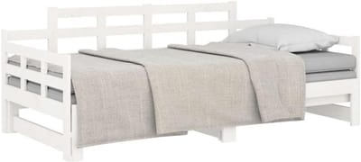 Bank Bed Hout - Slaapbank Bank - Gastvrij Ontvangen - Stevig Massief Hout - 203x181x76 cm - Wit