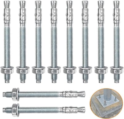 10x Zware Metalen Ankers M10 x 110 mm voor Beton en Steen inclusief Moeren