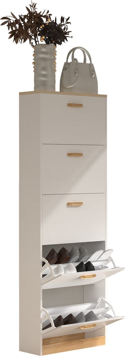 Houten plank Kipper schoenenrek Schoenenkast Schoenenkipper 5 kleppen Halom XL