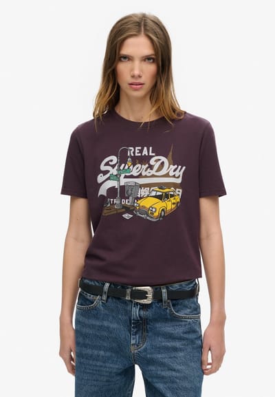 Superdry - New York Vintage T-shirt met logo en relaxte pasvorm - Dames - T-shirts