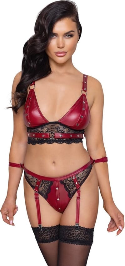 Bra Set Bondage - Rood & Zwart