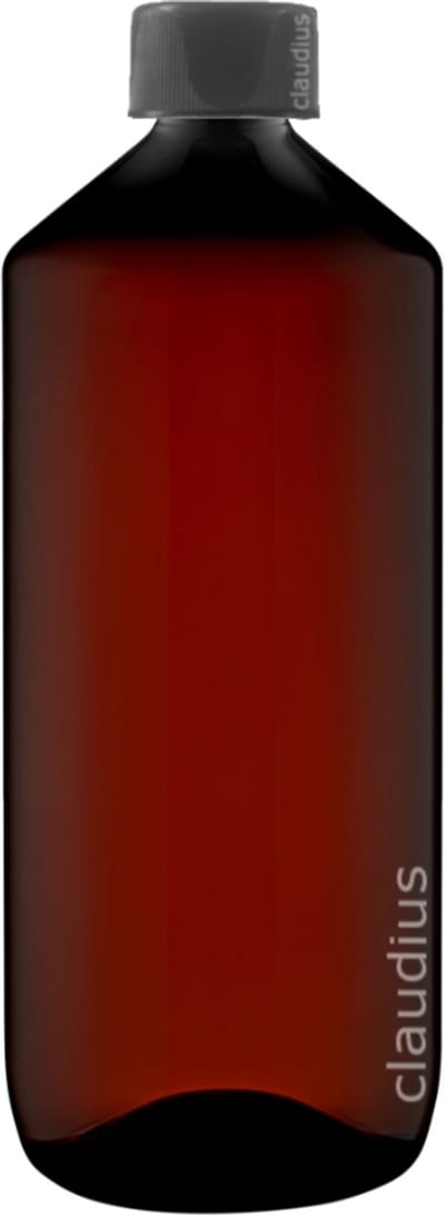 Lege Plastic Fles 500 ml amber met Zwart ribbeldop - set van 10 stuks