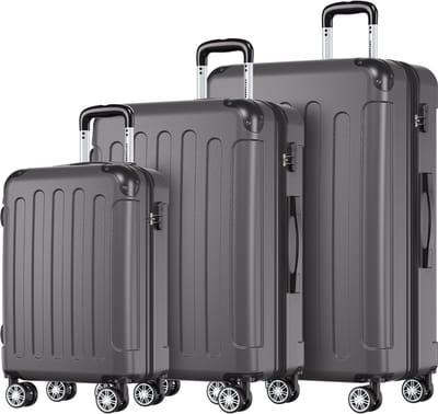 TRVLMORE Kofferset - 3 Delig - 38L Handbagage + 70L en 110L Ruimbagage - Lichtgewicht - Trolley - Reiskoffer Set - Donkergrijs