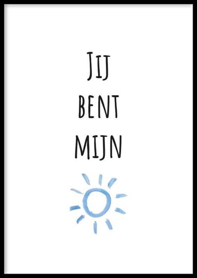 Poster Zonneschijn - 30x40cm met Fotolijst – Babykamer Poster – Ingelijst