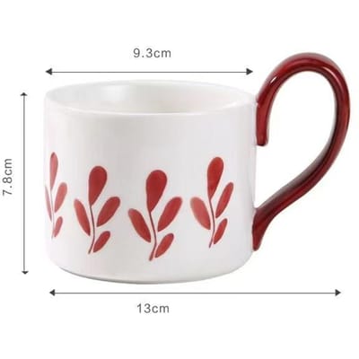 Siyue Aquarel Japanse Retro Koffiekop voor Meisjes met Hoge Uitstraling Waterbeker Gevoel Huishoudelijke Keramische Mok Grote Capaciteit 301-400ml