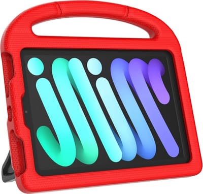 Tablet Beschermhoes geschikt voor Apple iPad Mini 6 (2021) 8.3 inch | Volledig bescherming | Kindvriendelijk Cover | Hoes voor Kinderen met Standaard | Kinderhoes met handvat - Rood
