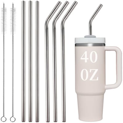 MTTProducts - Herbruikbare Rietjes - Rietjes Set - 6 Stuks - Inclusief Borstels - Voor Stanley 40oz Tumbler - Perfect voor Dranken