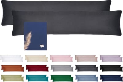 Famanu - Zijslaapkussenslopen 40x145, set van 2 kussenslopen, 145x40 zijslaper, kussensloop met verborgen ritssluiting, zachte kussensloop, eco-certificaat en 1 haarelastiek donkergrijs