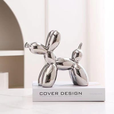11cm Mini Keramische Ballonhond Abstract Ornament Creatief Beeld Studeerkamer Beeldje Woonaccessoires Festivaldecoratie 11cmX4cmX11cm zilver
