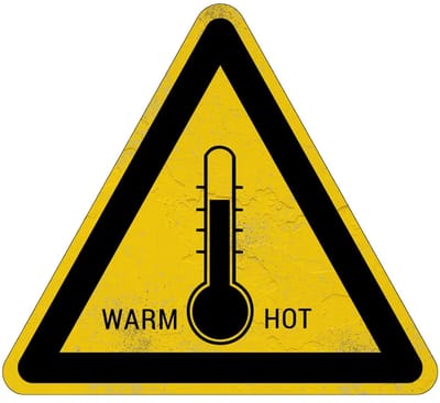 Hoge temperaturen warm hot waarschuwingsbord | Sign Again materiaal | 20 cm