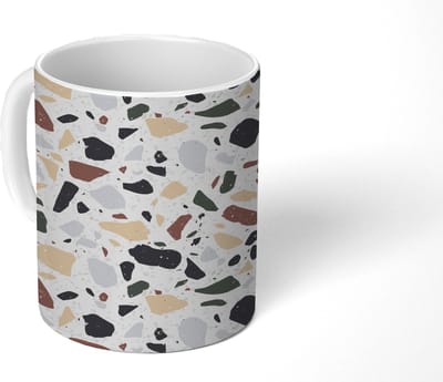 Mok - Koffiemok - Terrazzo - Patroon - Kleurrijk - Klei - Mokken - 350 ML - Beker - Koffiemokken - Theemok