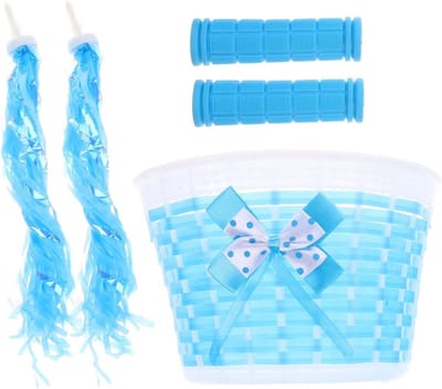 Kinderfiets Decoratie Set - Stuurkwastjes Mand - Fiets Versieren - Eenvoudig te Bevestigen - 20 cm Lengte - Blauw