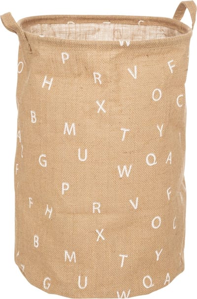 Atmosphera Kids Wasmand ABC jute - opbergmand kinderen - speelgoedmand - mand - opvouwbaar - 35 X H49 cm