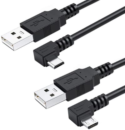 Dailygoody - Micro USB Kabel 2-pack 90 Graden Hoek - 0.5m - Opladen en Gegevensoverdracht - Duurzaam ontwerp - Geschikt voor smartphones - Snelle laad...