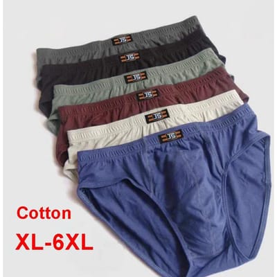 6-pack heren katoenen hoge taille slips middelbaar en ouderen losse grote maten ondergoed 6XL black