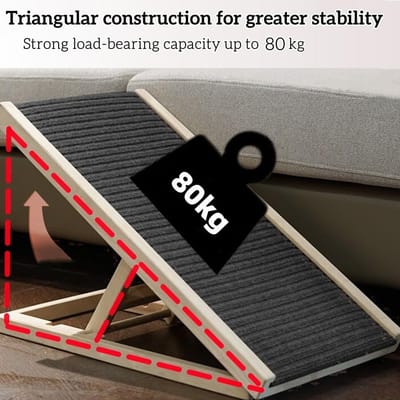 Houten hondentrap met 4 hoogte-instellingen, antislip tapijt, veilig voor kleine huisdieren