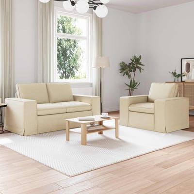vidaXL Bankstel 2 pcs Crème 162 x 80 x 82 cm Stof