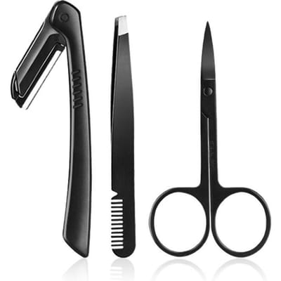 3 stuks/set Roestvrijstalen wenkbrauwtrimmers wenkbrauwmes schoonheidstool wenkbrauwknipper met wenkbrauwkam make-uptool
