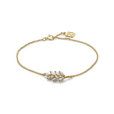 Twice As Nice Armband in 18kt verguld zilver, tak, steentjes 16cm+2cm
