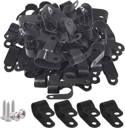 120 Stuks 3/8 Inch Zwarte Nylon Schroef Bevestigingsclips voor Kabels en Draden met 120 Schroeven voor een Nettere Kabelorganisatie