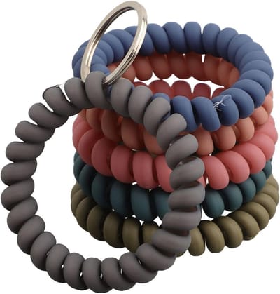 Polsband Sleutelhouder - Spiraal Armband - Veilig Sleutels Dragen - Rekbaar en Waterdicht - 6 Stuks - Assorti
