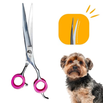 Professor Q Professionele Up Gebogen Hondenschaar – Roze, 7.5 Inch (19.5 cm) – Ideaal voor Langharige Honden