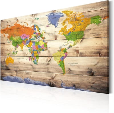 Canvas Schilderij - Wanddecoratie Muurprint - Woonkamer Aankleden - Volledige HD Kwaliteit - 120x80 cm - Wereldkaart