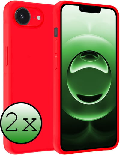 Hoesje 2 Stuks - Geschikt voor Apple iPhone 16e - Sterk & Shockproof - Case Siliconen - Back Cover - Telefoon Hoes - Rood