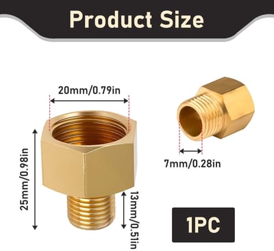 Dailygoods - G1/2 RH Female naar G1/4 LH Male - Gas Adapter - Koper - Gas Stove Adapter - Geschikt voor Camping Cooker - 1 stuk