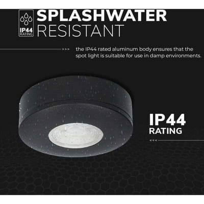 HOFTRONIC Pavo - Platte opbouwspot - LED - Rond zaagmaat 53mm - Zwart - Dimbaar - Zeer lage opbouwdiepte 23mm - 3 Watt - 260 lumen - 230V - 2700K Extra warm wit - Plafondspots - Dunne opbouwspot voor badkamer en buiten - 5 jaar garantie