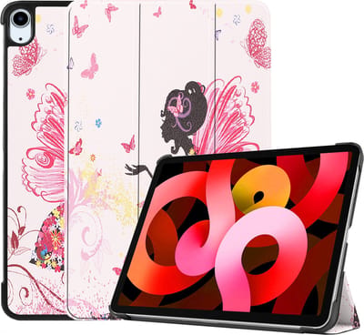 Hoesje Geschikt voor Apple iPad Air 5 (2022) - 10.9 inch - 5e Generatie - M1 - Dun & Stevig - Trifold Bookcase - Hard Cover - Hardcover Book Case - Tablet Hoes - Elfje