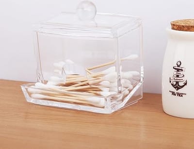 Narimano® Wattenstaafjeshouder - wattenstaafjes-dispenserhouder acryl , wattenstaafjes, make-up pads, cosmetica - Transparant