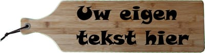 Stijlvolle borrelplank van Bamboe hout - Gepersonaliseerd met uw eigen tekst - 60 x 17 cm - Serveerplek - Kaasplank - tapasplank - borrel plank