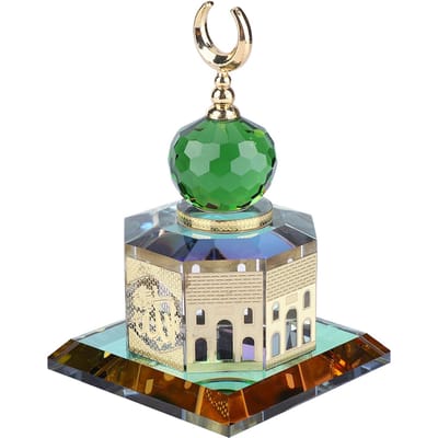Moslim Kristal Verguld al aqsa Moskee Miniatuur Model Islamitisch Gebouw Cadeau Huisdecoratie gray