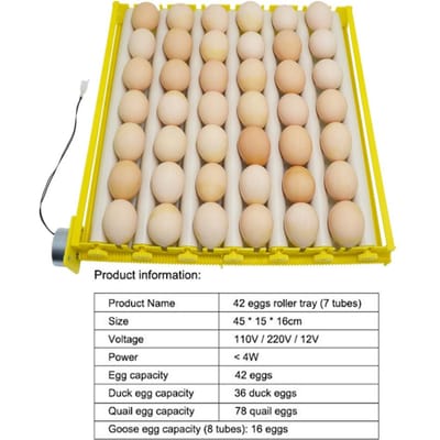 Tourne-œuf Rotatif à 360° Plateau à Rouleaux Automatique 220V Accessoire d'Incubateur pour Œufs de Poule et d'Oiseaux yellow