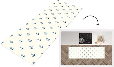 Keukenloper - Loper keuken - Matroos - Anker - Strand - Patroon - 150x50 cm - Keukenloper vinyl