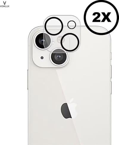 VOWLUX Camera Lens Protector voor iPhone 15 Plus – Screenprotector Camera Lens 9H Gehard Glas – Full Cover – 2 Stuks – Extra Sterk, Krasbestendig, HD Helder – Beschermglas voor Cameralens