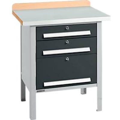 Box-type werkbank Schäfer Shop Select PWi 75-7, beuken decor multiplex blad, met stalen afdekking, tot 750 kg, B 750 x D 700 x H 840 mm