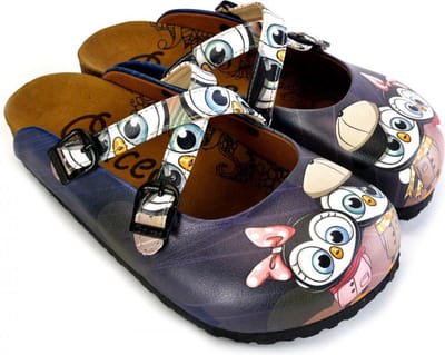 GOBY Clogs met Koude Pinguïns – Handgemaakt – Hoge Kwaliteit – Maat 35
