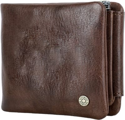 Drievoudige herenportemonnee - RFID-antidiefstal - Meerdere kaartsleuven - Portemonnee van echt leer - 12*2,5*9,5 cm - Koffiekleur - 1 stuk