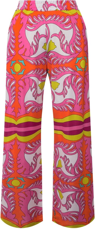Ulla Popken - Dames - Slinky broek wijde pijpen piqué jersey - Lichtoranje - Maat 58+