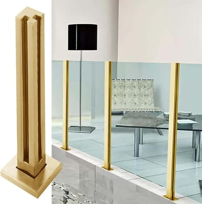 Glazen Balustrade Post - Hekwerk Paal - Veilig Terras - Stevig Roestvrij Staal - Tot 150cm Hoog - Goud
